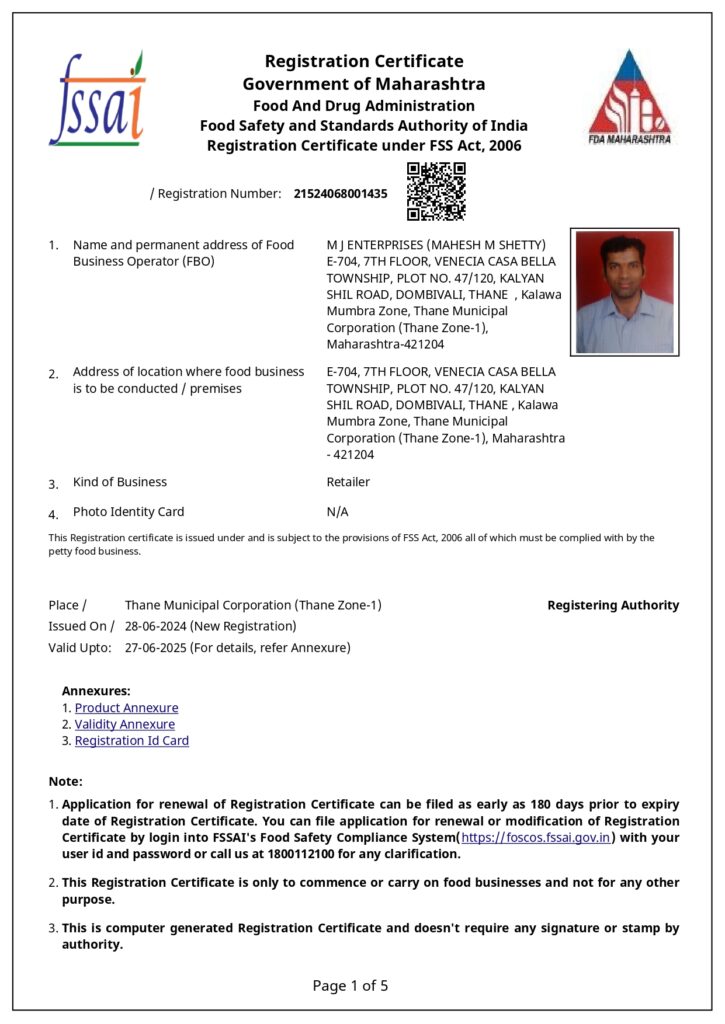 fssai registration cft. page 0001